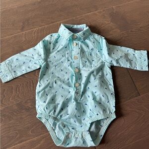 Carter's Light Green Baby Bodysuit with Blue Pattern